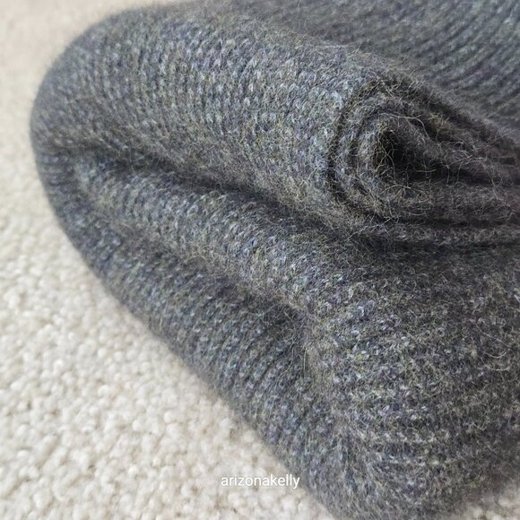 {{{Thick}}} Cashmere Wrap Birdseye Knit Green/Grey Symphony - Picture 13 of 16